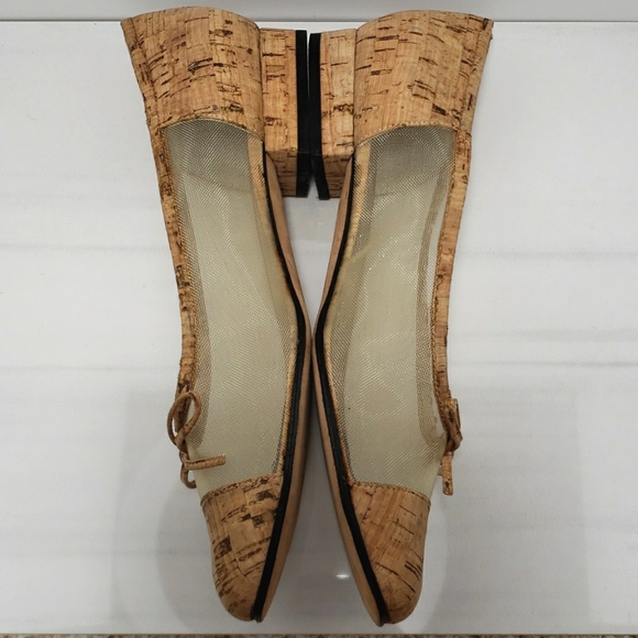 Vintage Rare Vaneli Cork & Mesh Bow Accent Ballet Flats Size 9.5 M - Picture 9 of 16